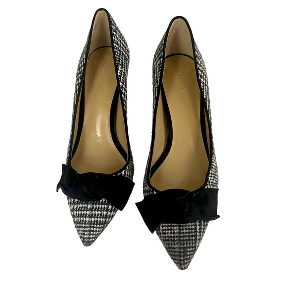 Ann Taylor Shoes - Ann Taylor black and white plaid heels with bow toes Sz. 6 1/2 M